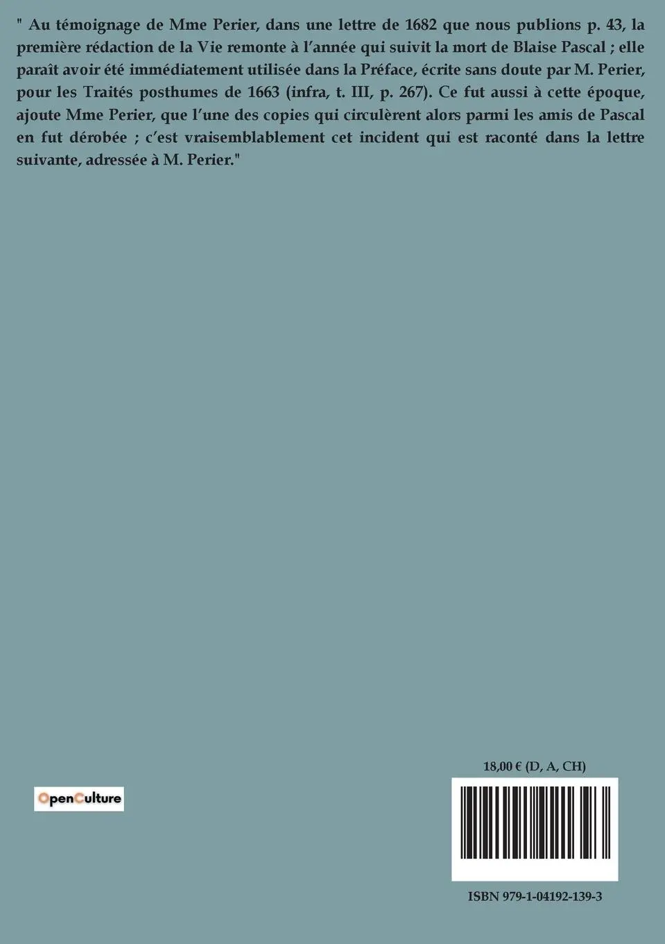 Rückseite: 9791041921393 | La Vie de Monsieur Pascal | Gilberte Perier | Taschenbuch | 2023
