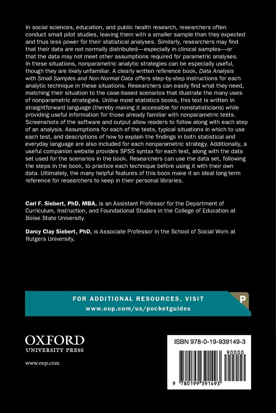 Rückseite: 9780199391493 | Data Analysis with Small Samples and Non-Normal Data | Siebert (u. a.)