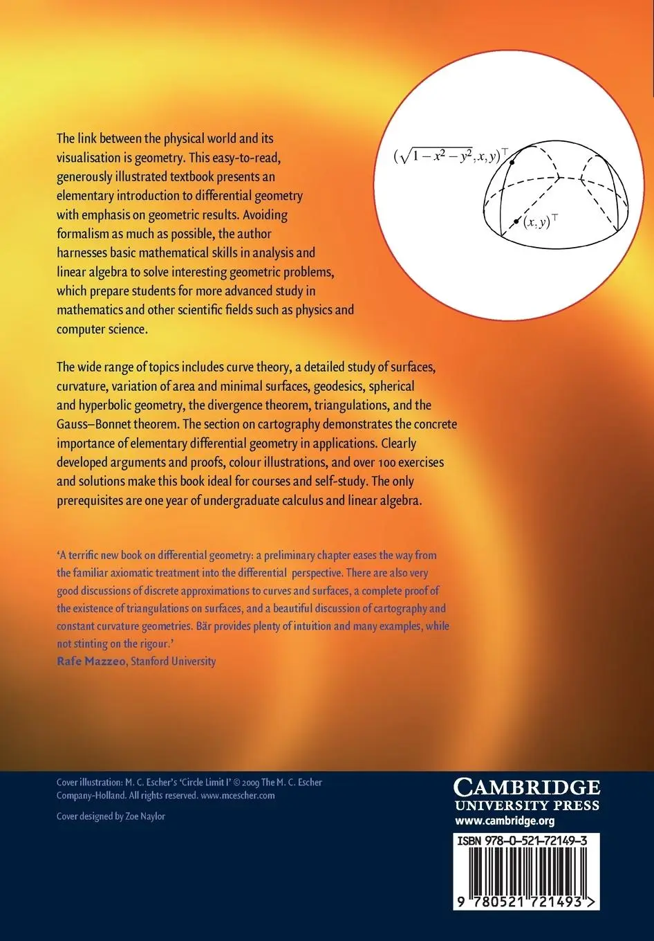 Rückseite: 9780521721493 | Elementary Differential Geometry | Christian Bär | Taschenbuch | 2010