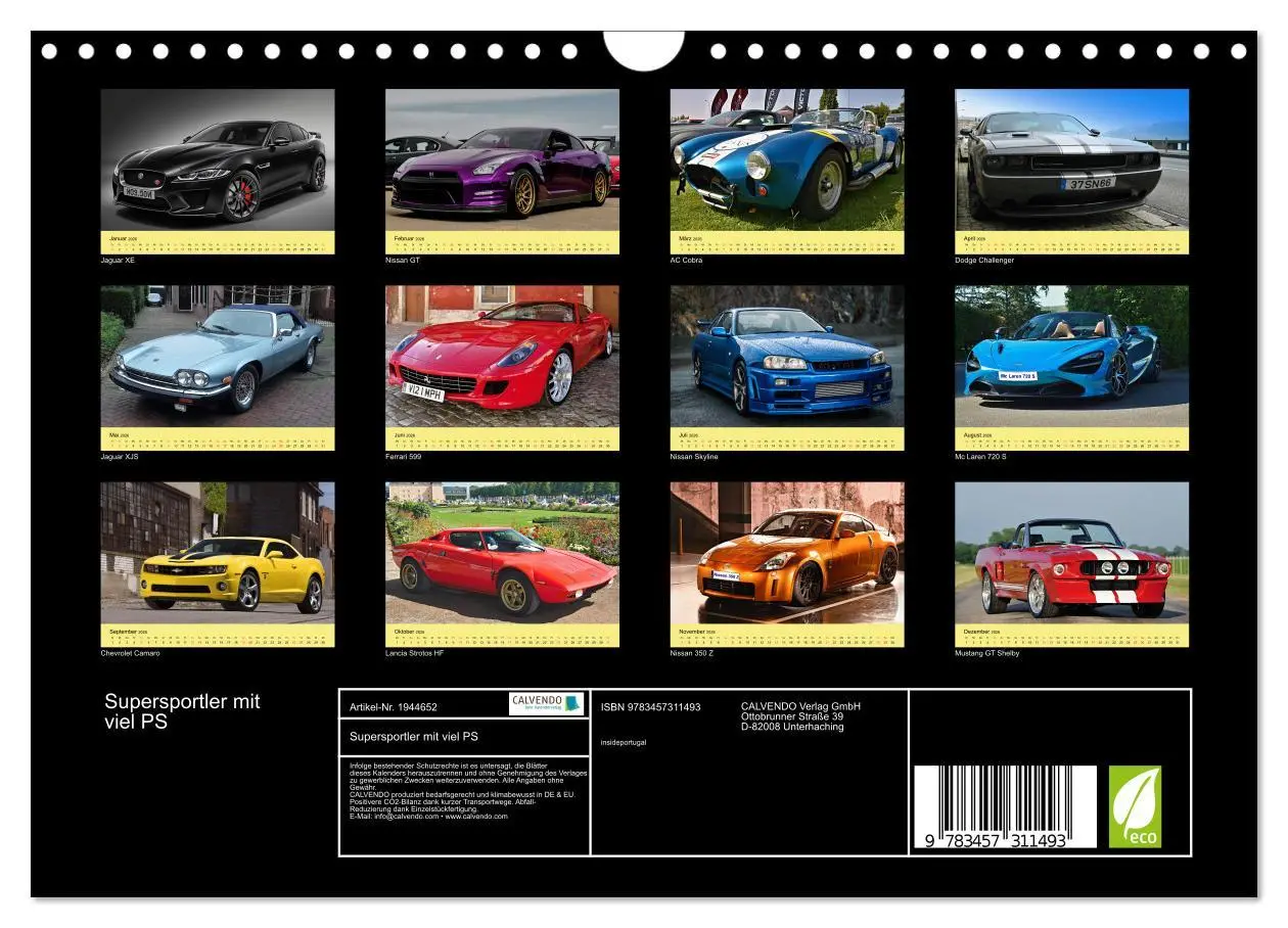 Bild: 9783457311493 | Supersportler mit viel PS (Wandkalender 2026 DIN A4 quer), CALVENDO...