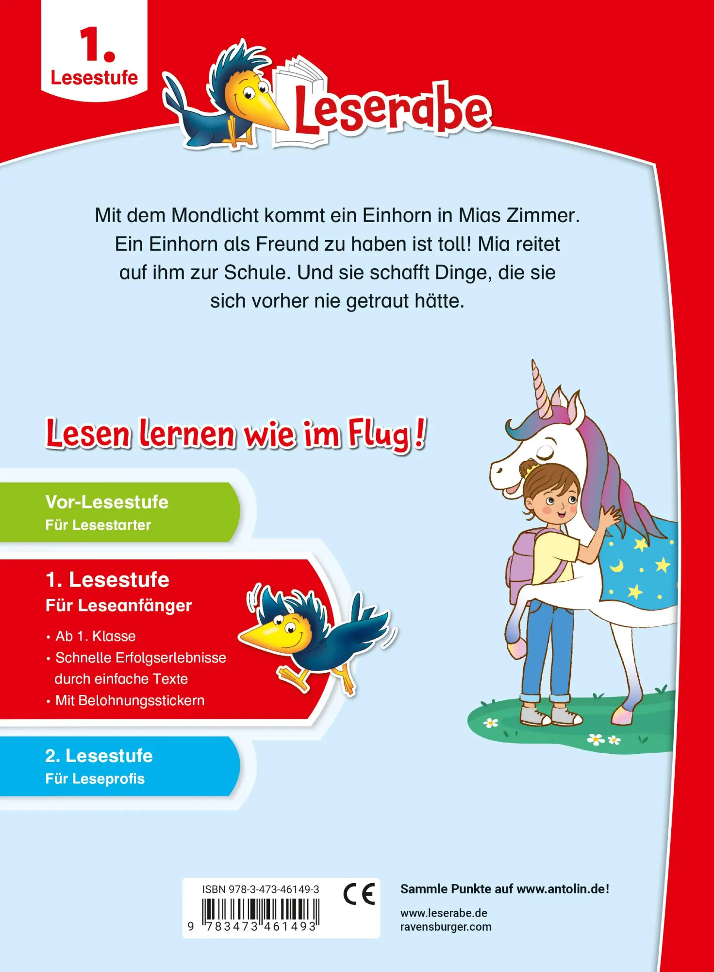 Rückseite: 9783473461493 | Leserabe - 1. Lesestufe - Mein Freund, das Einhorn | Tino | Buch