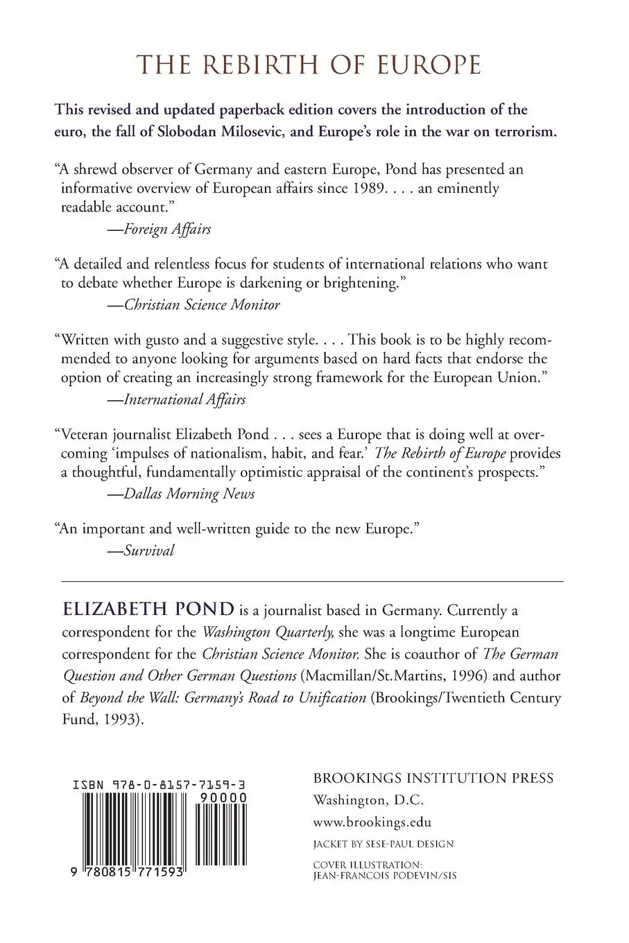 Rückseite: 9780815771593 | The Rebirth of Europe | Elizabeth Pond | Taschenbuch | Englisch | 2002