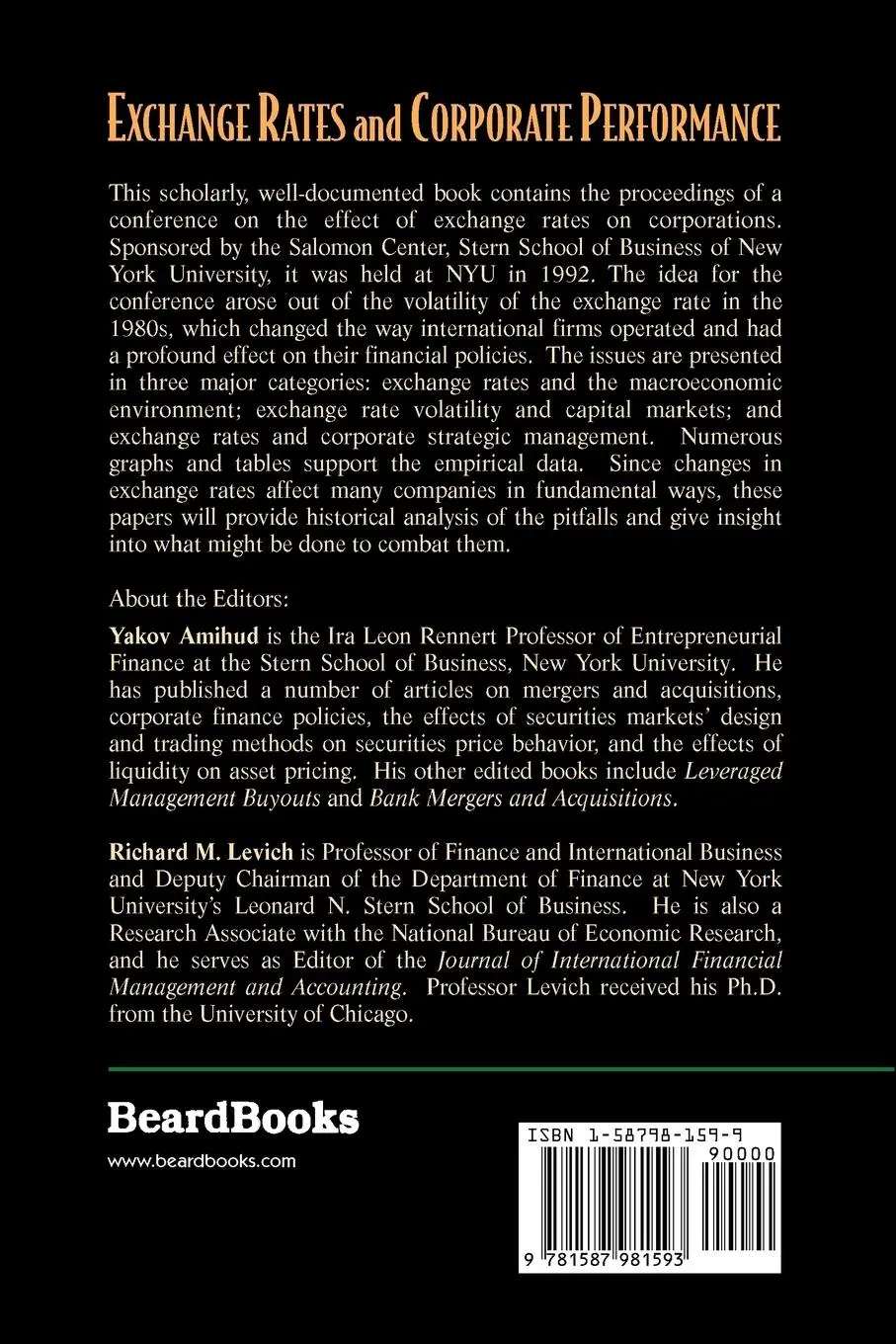 Rückseite: 9781587981593 | Exchange Rates and Corporate Performance | Yakov Amihud (u. a.) | Buch
