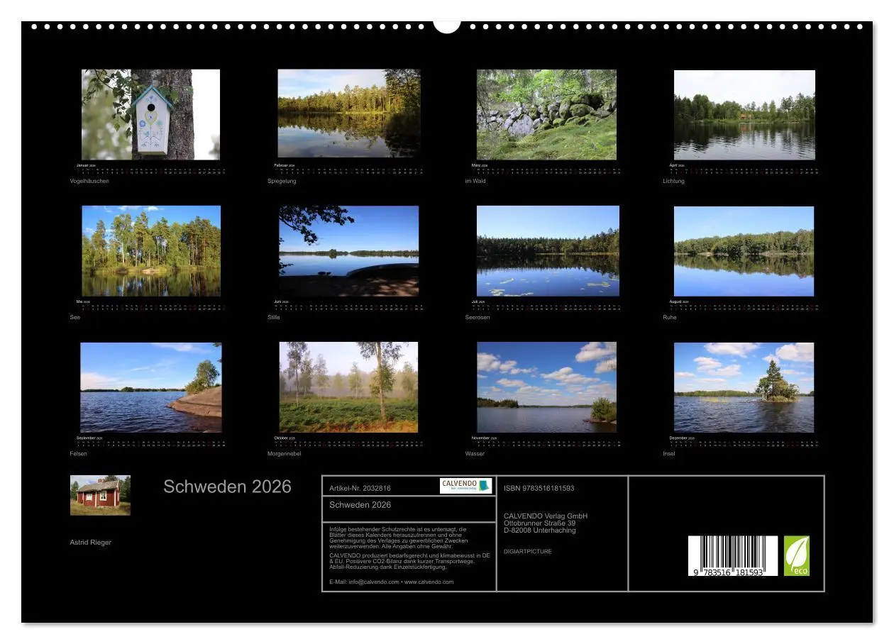 Bild: 9783516181593 | Schweden 2026 (hochwertiger Premium Wandkalender 2026 DIN A2 quer),...