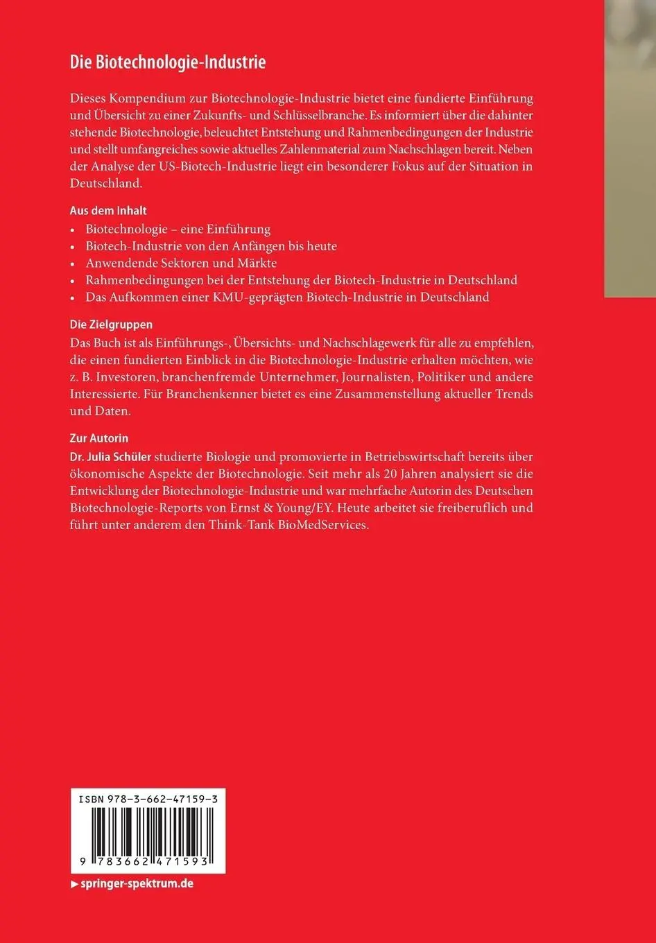 Rückseite: 9783662471593 | Die Biotechnologie-Industrie | Julia Schüler | Taschenbuch | xxv