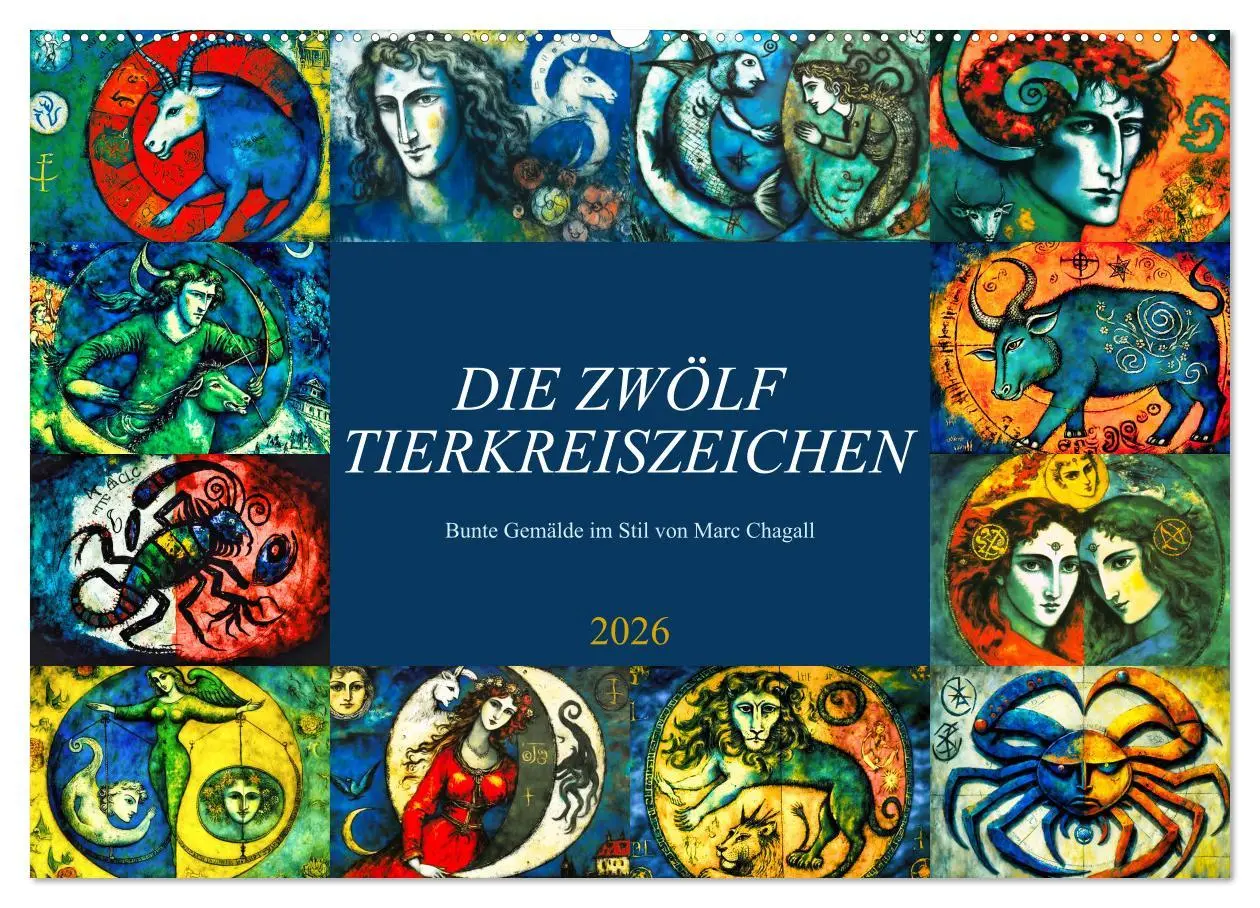 Cover: 9783457531693 | Die zwölf Tierkreiszeichen (Wandkalender 2026 DIN A2 quer),...
