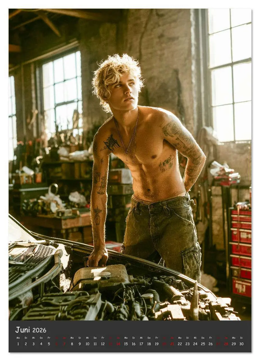 Bild: 9783516621693 | Schrauberträume - Sexy Männer zwischen Motoren und Öl (Wandkalender...