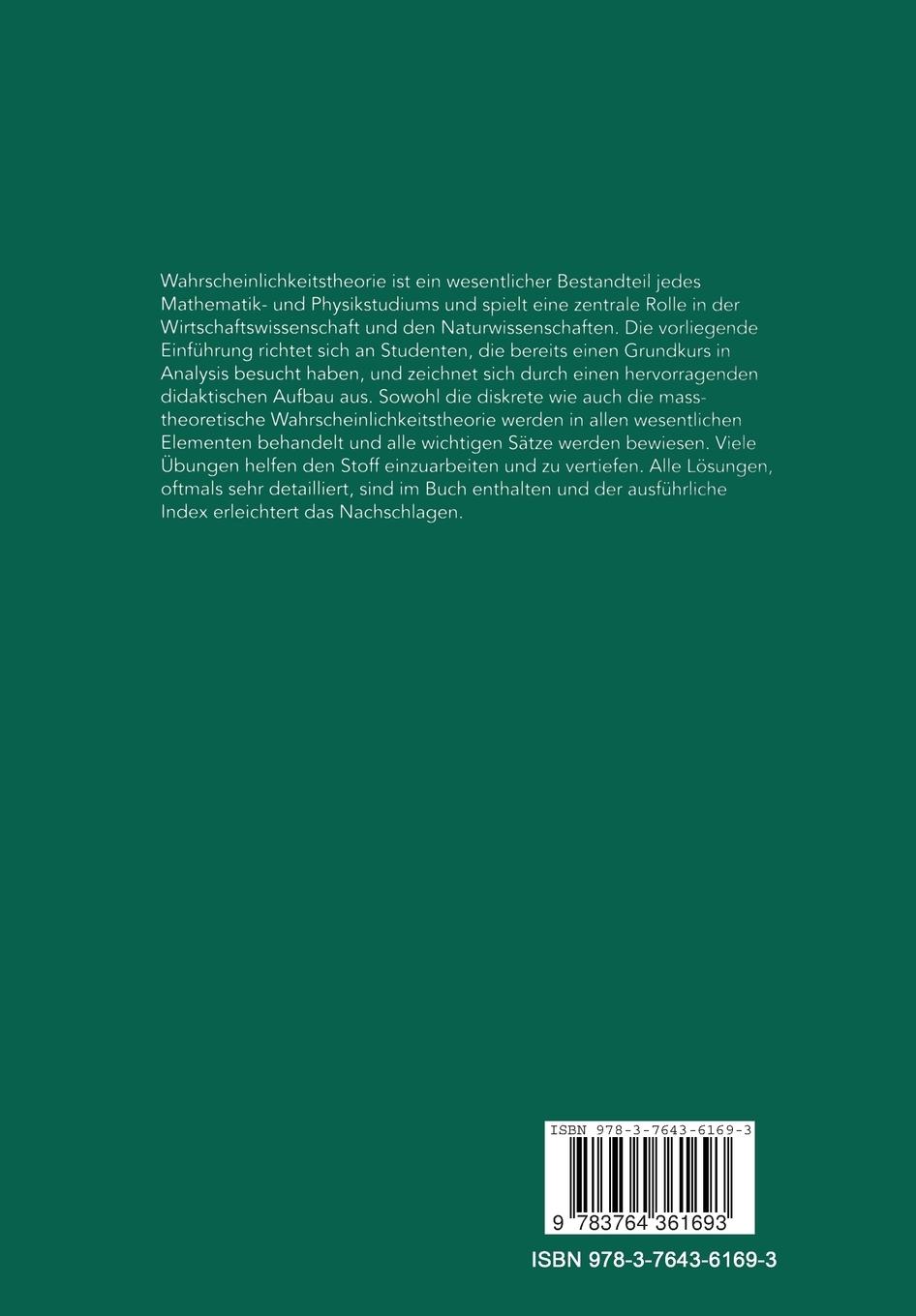 Rückseite: 9783764361693 | Wahrscheinlichkeitsrechnung | Aime Fuchs (u. a.) | Taschenbuch | xv
