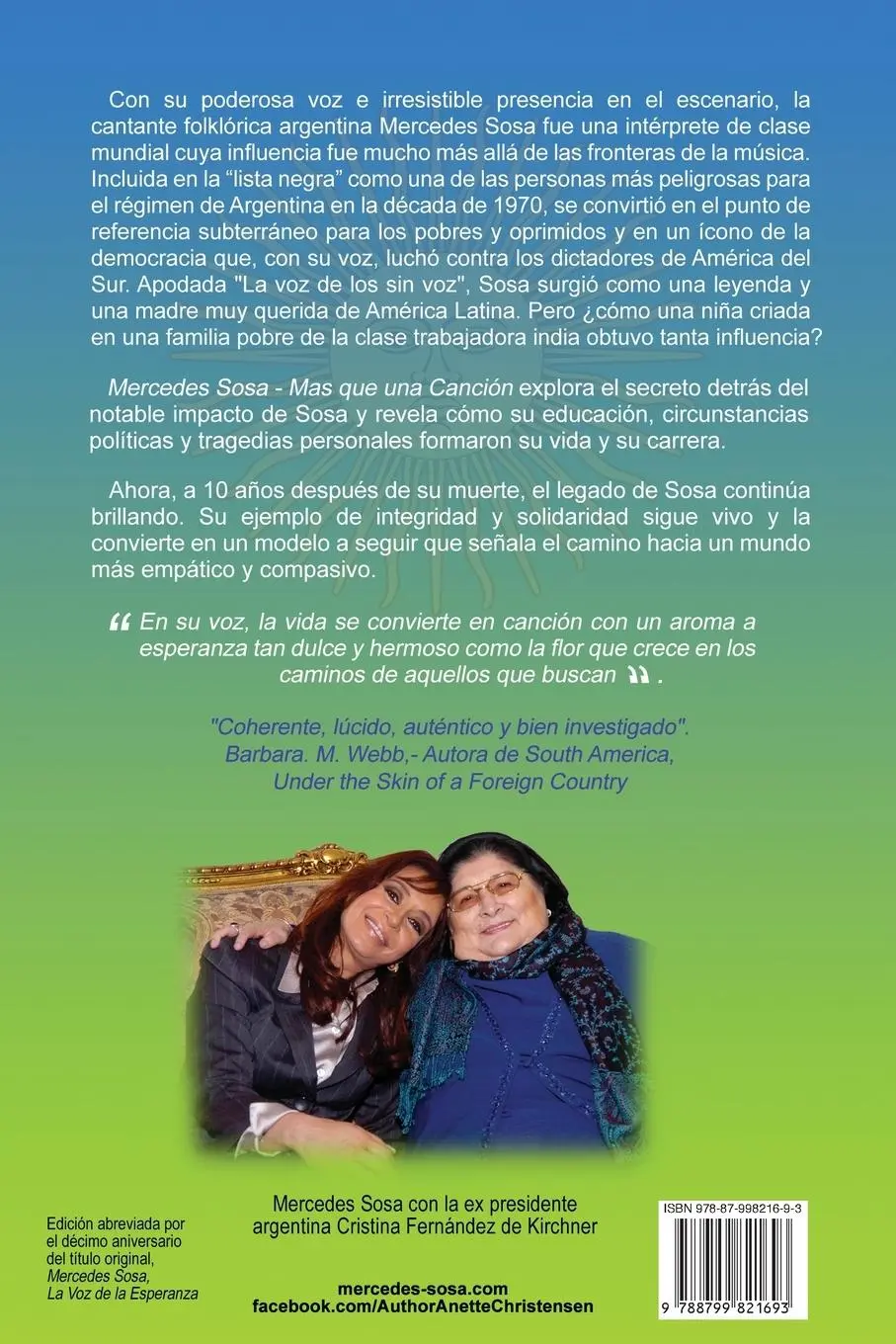 Rückseite: 9788799821693 | Mercedes Sosa - Más que una Canción | Anette Christensen | Taschenbuch