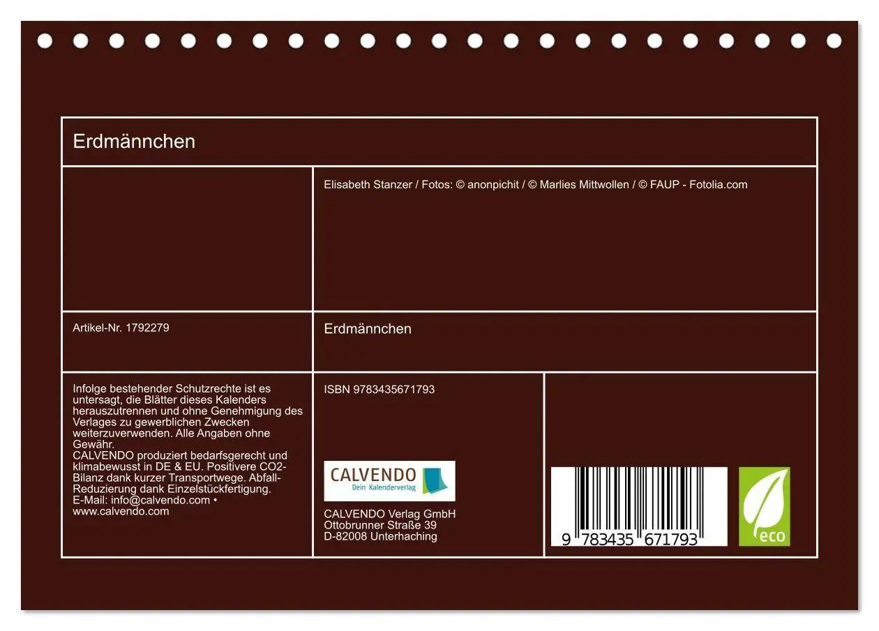 Bild: 9783435671793 | Erdmännchen (Tischkalender 2025 DIN A5 quer), CALVENDO Monatskalender