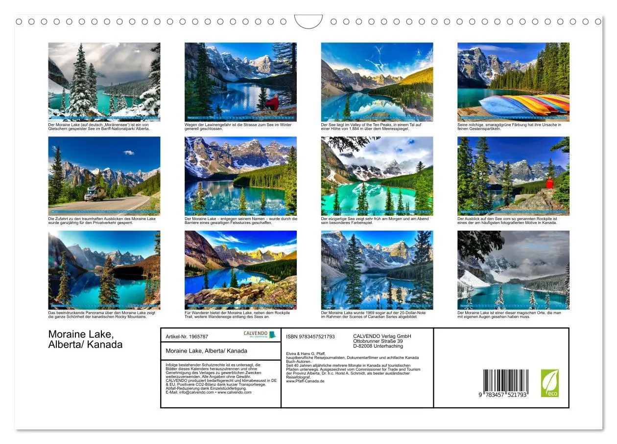 Bild: 9783457521793 | Moraine Lake, Alberta/ Kanada (Wandkalender 2026 DIN A3 quer),...