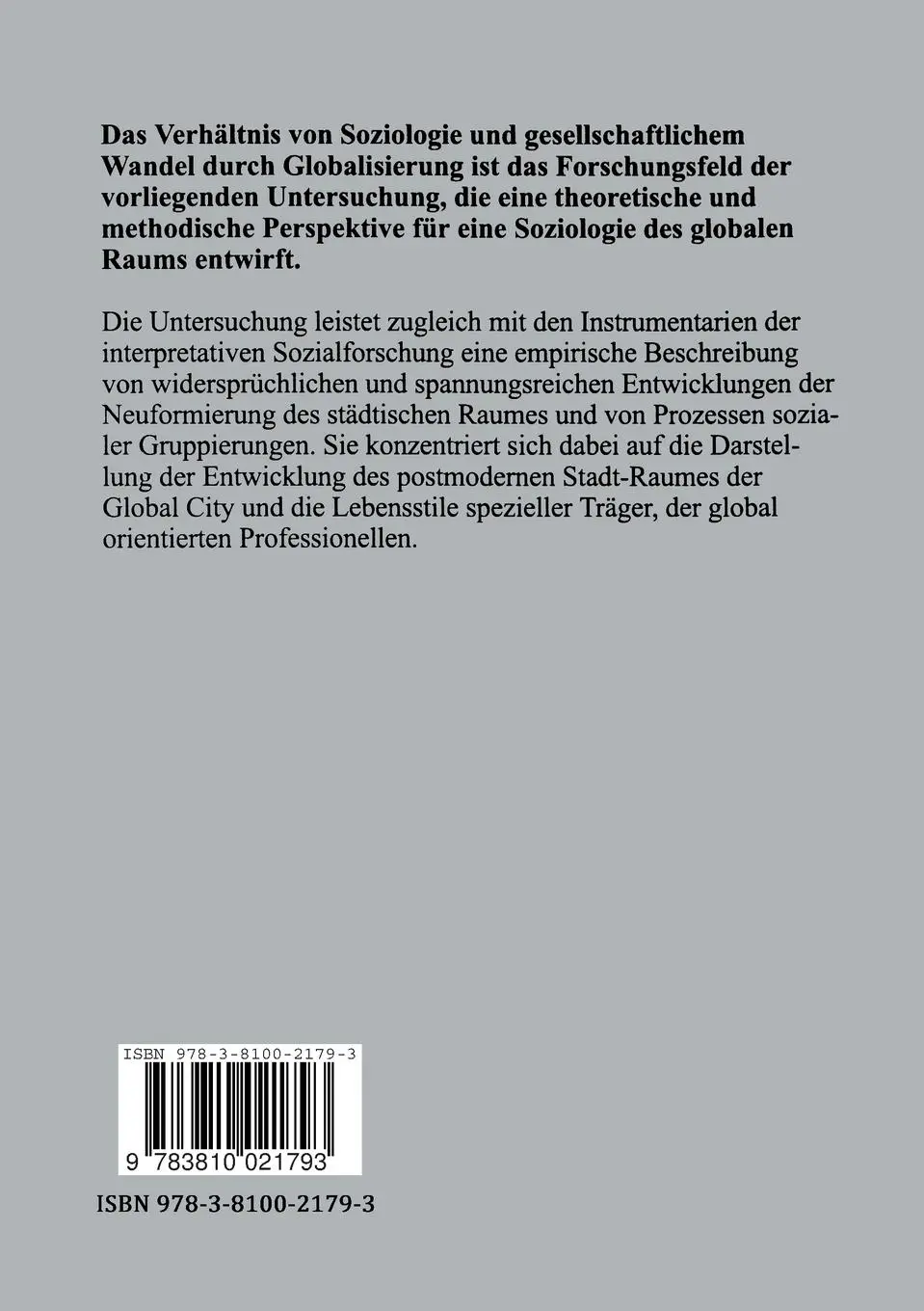 Rückseite: 9783810021793 | Globalisierung, Stadträume und Lebensstile | Peter Noller | Buch