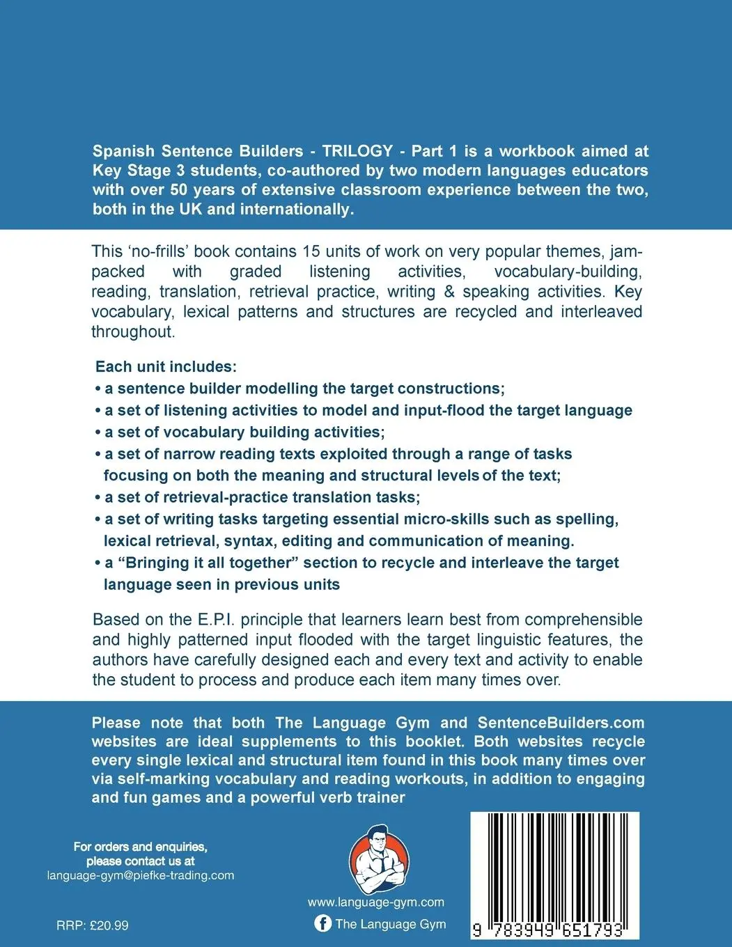 Rückseite: 9783949651793 | Spanish Sentence Builder TRILOGY - Part 1 | Dylan Viñales (u. a.)