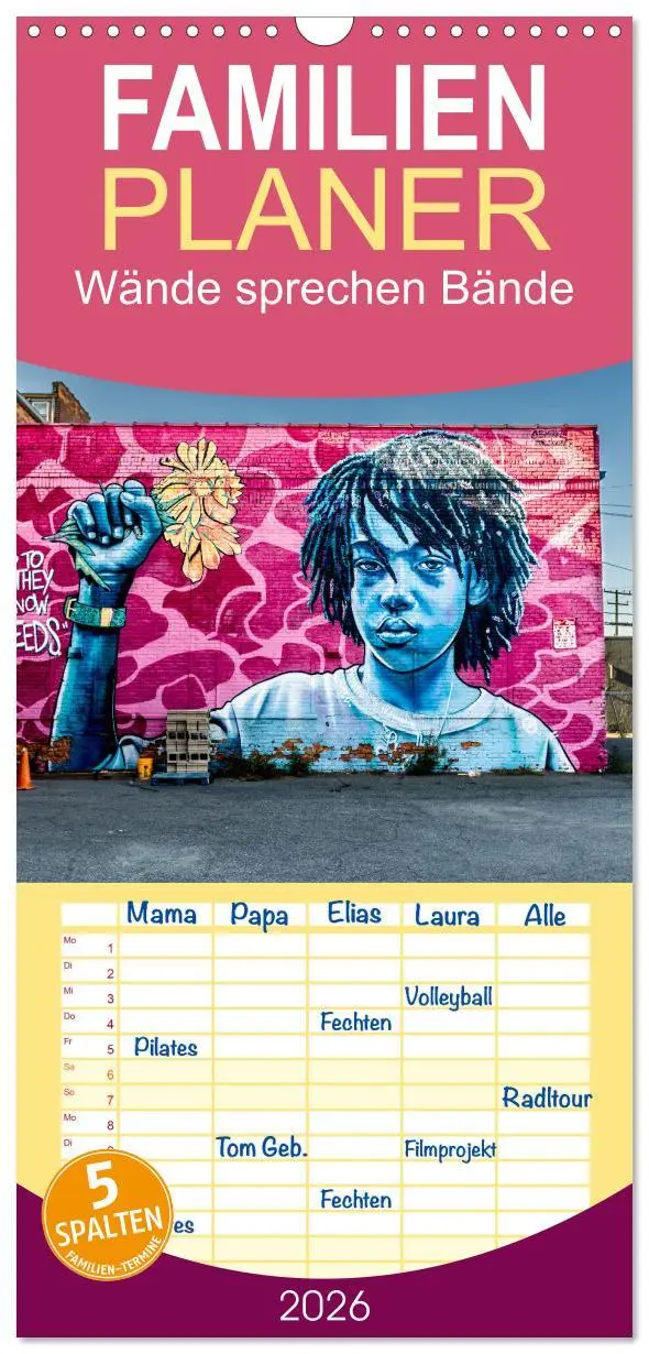 Cover: 9783516601893 | Familienplaner 2026 - Wände sprechen Bände mit 5 Spalten...