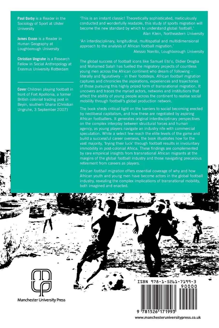 Rückseite: 9781526171993 | African football migration | Aspirations, experiences and trajectories
