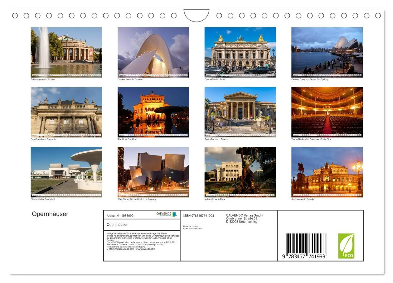 Bild: 9783457741993 | Opernhäuser (Wandkalender 2026 DIN A4 quer), CALVENDO Monatskalender
