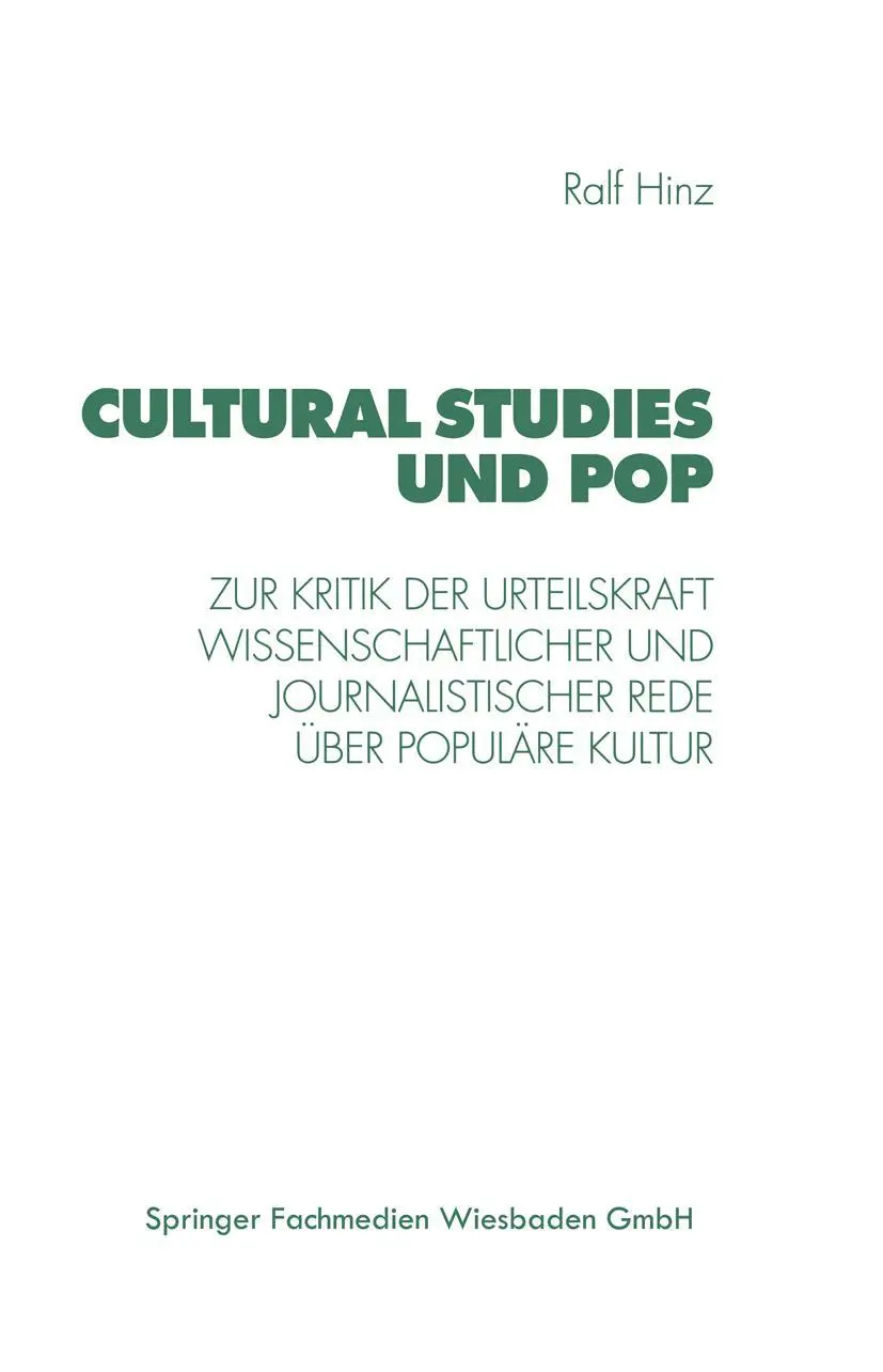 Cover: 9783531131993 | Cultural Studies und Pop | Ralf Hinz | Taschenbuch | 296 S. | Deutsch