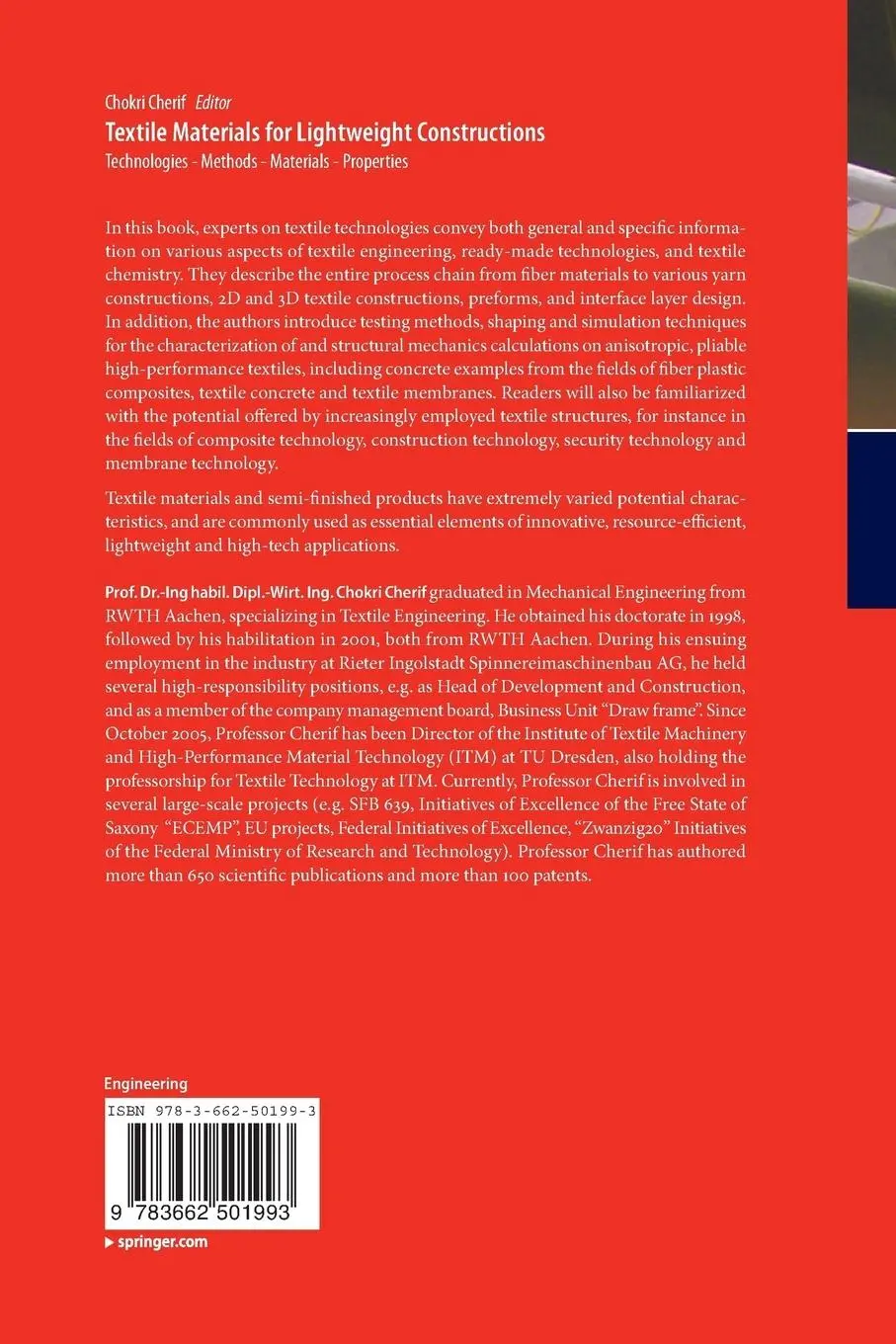 Rückseite: 9783662501993 | Textile Materials for Lightweight Constructions | Chokri Cherif | Buch