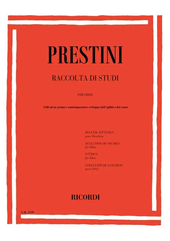 Cover: 9790041821993 | Raccolta di studi per oboe utili ad un primo e | G. Prestini | 1984