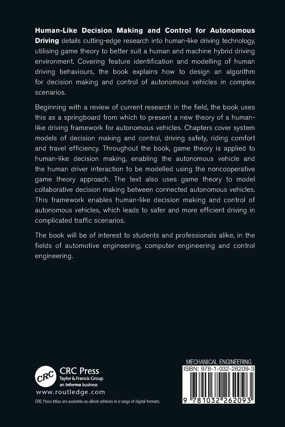 Rückseite: 9781032262093 | Human-Like Decision Making and Control for Autonomous Driving | Buch