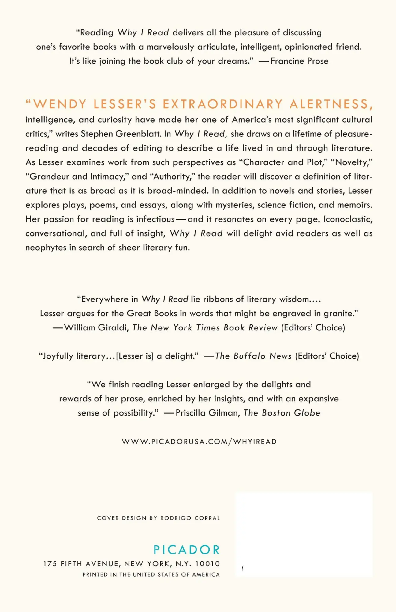 Rückseite: 9781250062093 | Why I Read | Wendy Lesser | Taschenbuch | Englisch | 2015