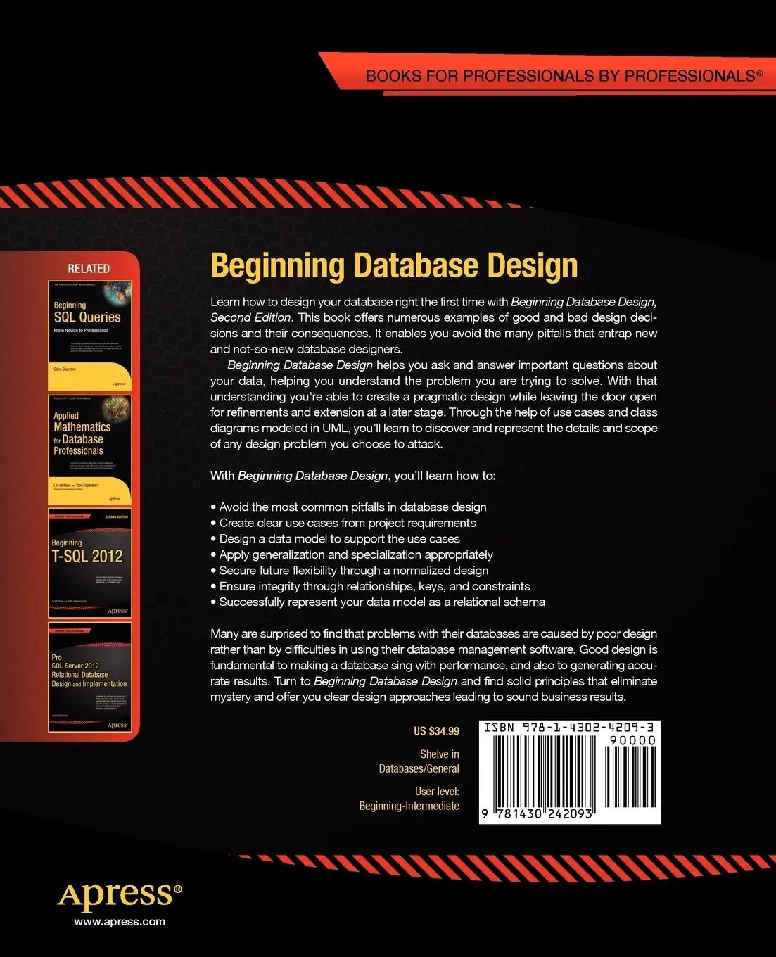Rückseite: 9781430242093 | Beginning Database Design | From Novice to Professional | Churcher