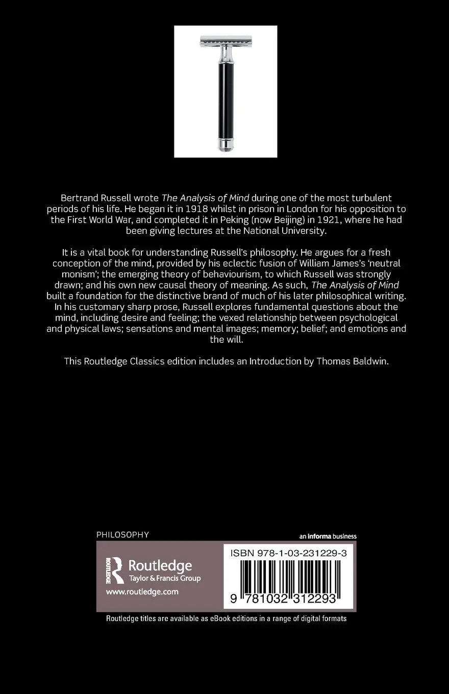 Rückseite: 9781032312293 | The Analysis of Mind | Bertrand Russell | Taschenbuch | Englisch