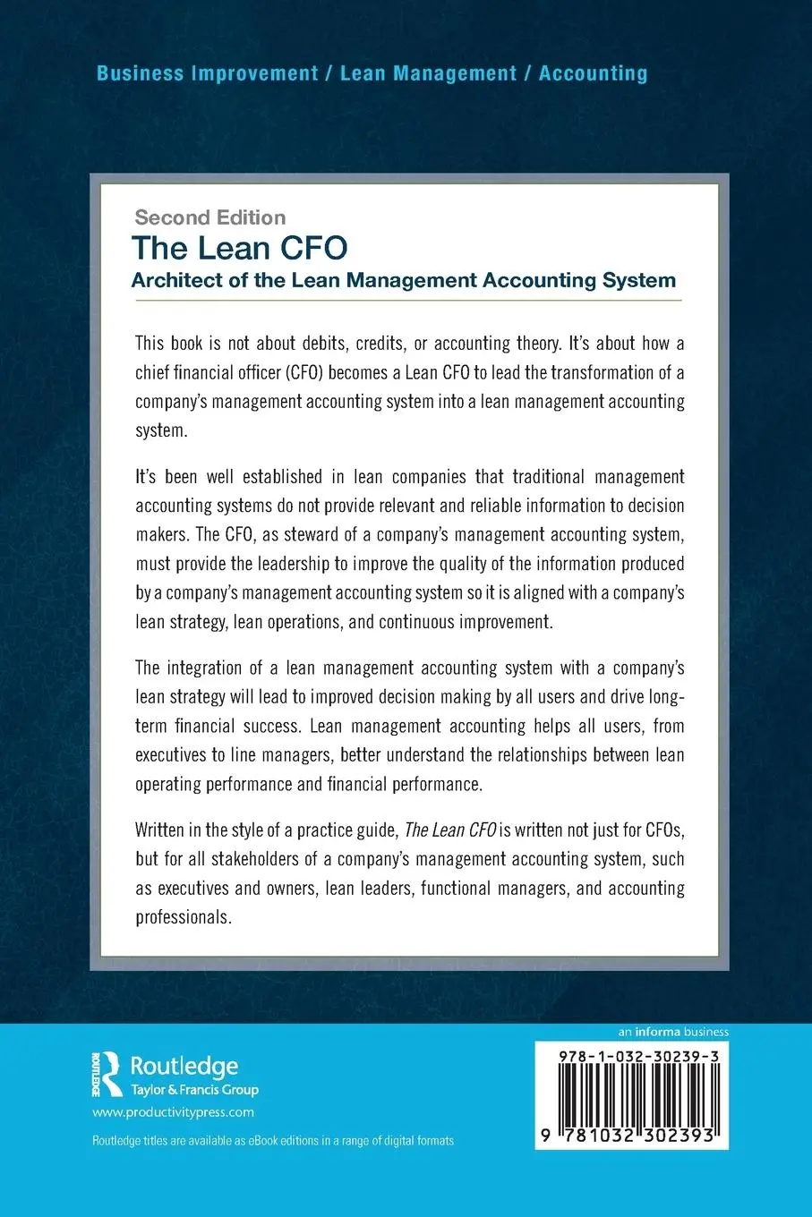 Rückseite: 9781032302393 | The Lean CFO | Architect of the Lean Management Accounting System