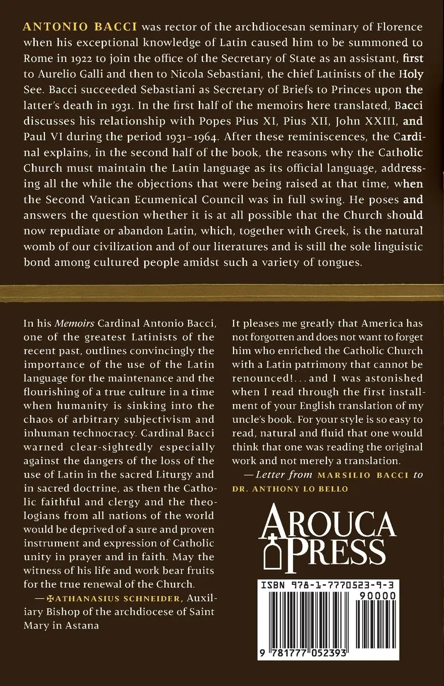 Rückseite: 9781777052393 | With Latin in the Service of the Popes | Antonio Cardinal Bacci | Buch