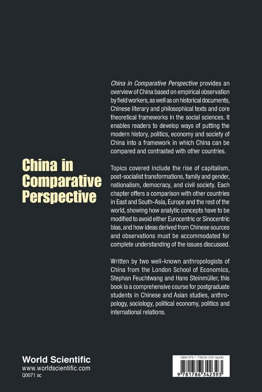 Rückseite: 9781786342393 | CHINA IN COMPARATIVE PERSPECTIVE | Steinmuller | Taschenbuch | 2017