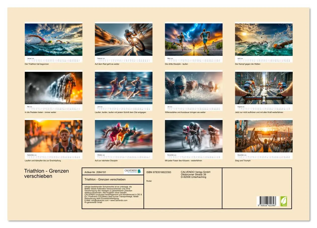 Bild: 9783516622393 | Triathlon - Grenzen verschieben (Wandkalender 2026 DIN A2 quer),...