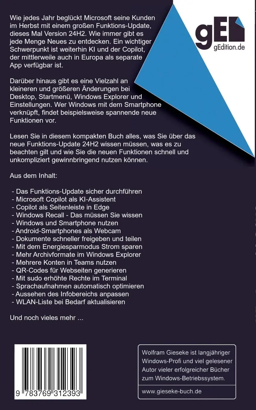Rückseite: 9783769312393 | Windows 11 24H2 | Alles zum großen Funktionsupdate | Wolfram Gieseke