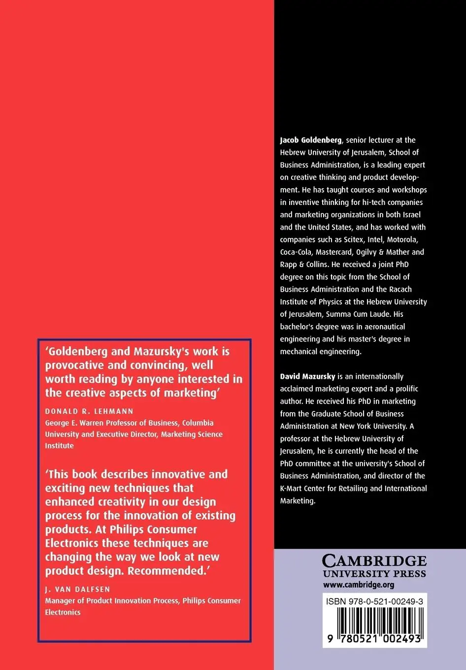 Rückseite: 9780521002493 | Creativity in Product Innovation | Jacob Goldenberg (u. a.) | Buch