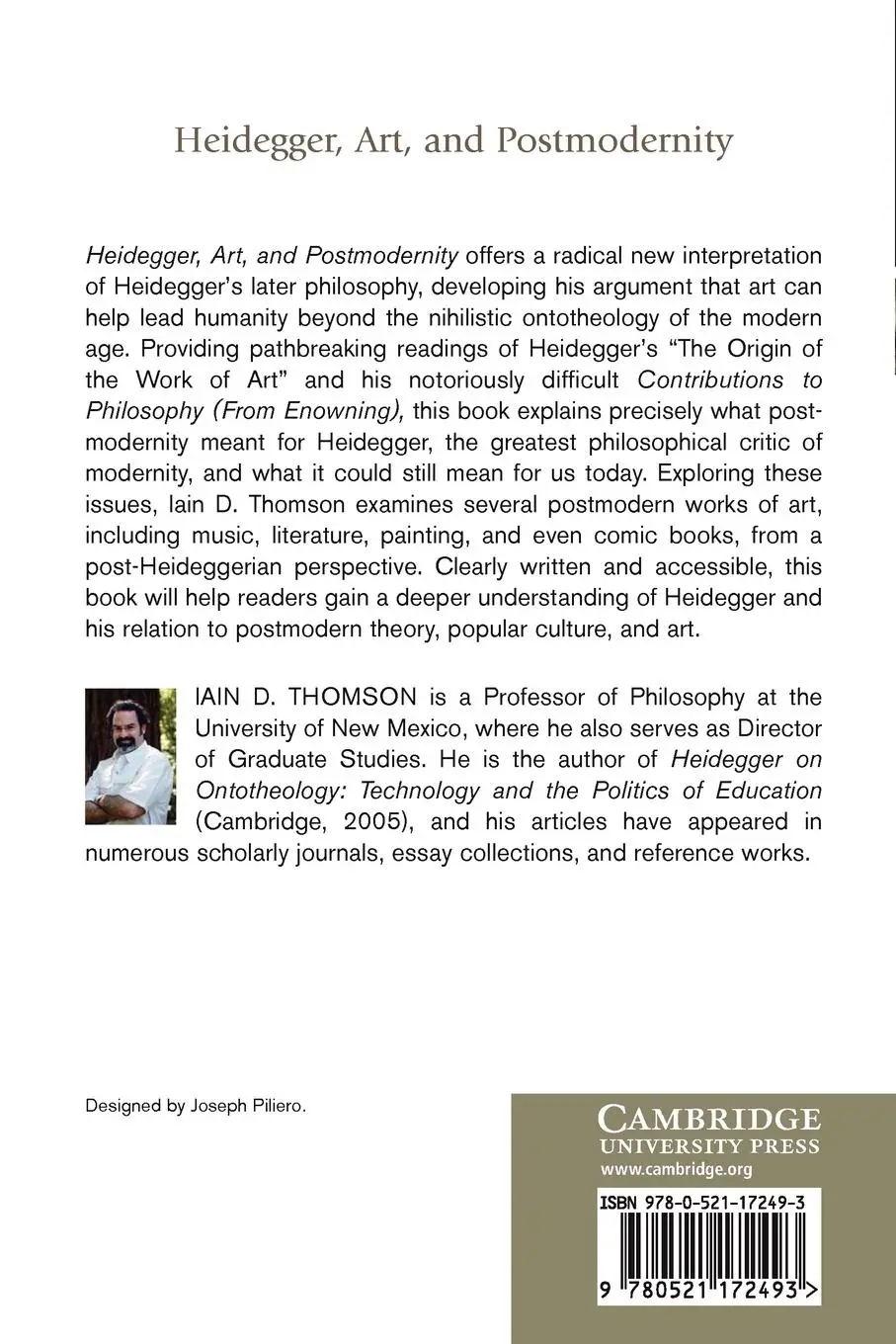 Rückseite: 9780521172493 | Heidegger, Art, and Postmodernity | Iain D. Thomson | Taschenbuch