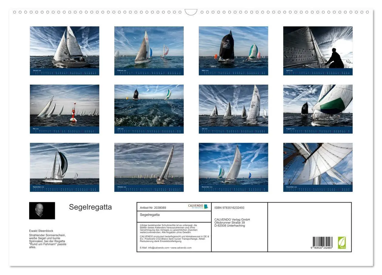 Bild: 9783516232493 | Segelregatta (Wandkalender 2026 DIN A2 quer), CALVENDO Monatskalender