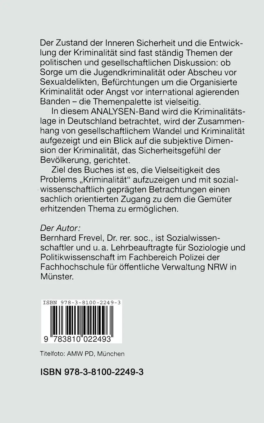 Rückseite: 9783810022493 | Kriminalität | Gefährdungen der Inneren Sicherheit? | Bernhard Frevel