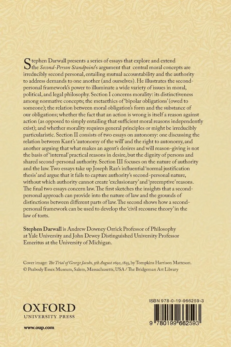 Rückseite: 9780199662593 | Morality, Authority, and Law | Essays in Second-Personal Ethics I