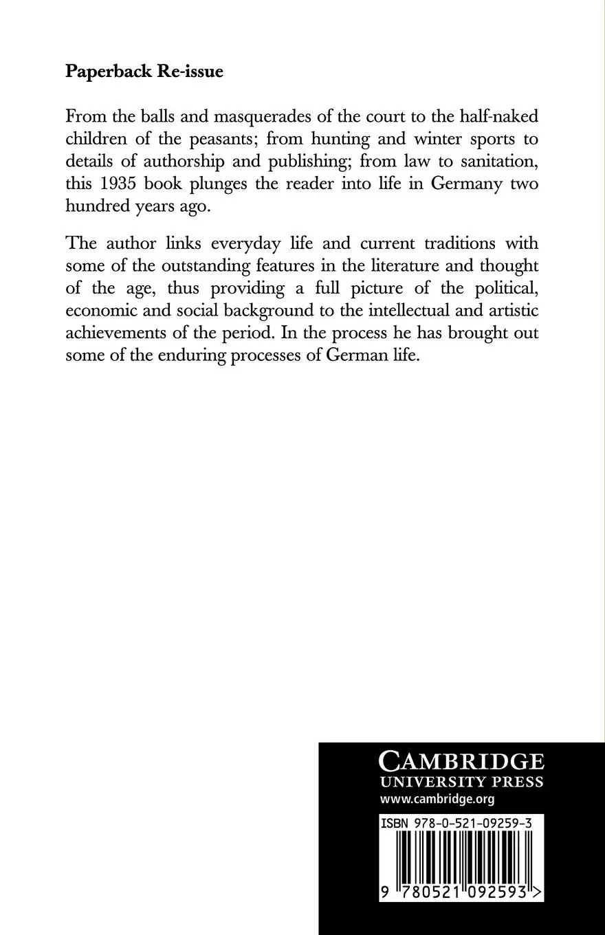 Rückseite: 9780521092593 | Germany in the Eighteenth Century | Walter H. Bruford (u. a.) | Buch