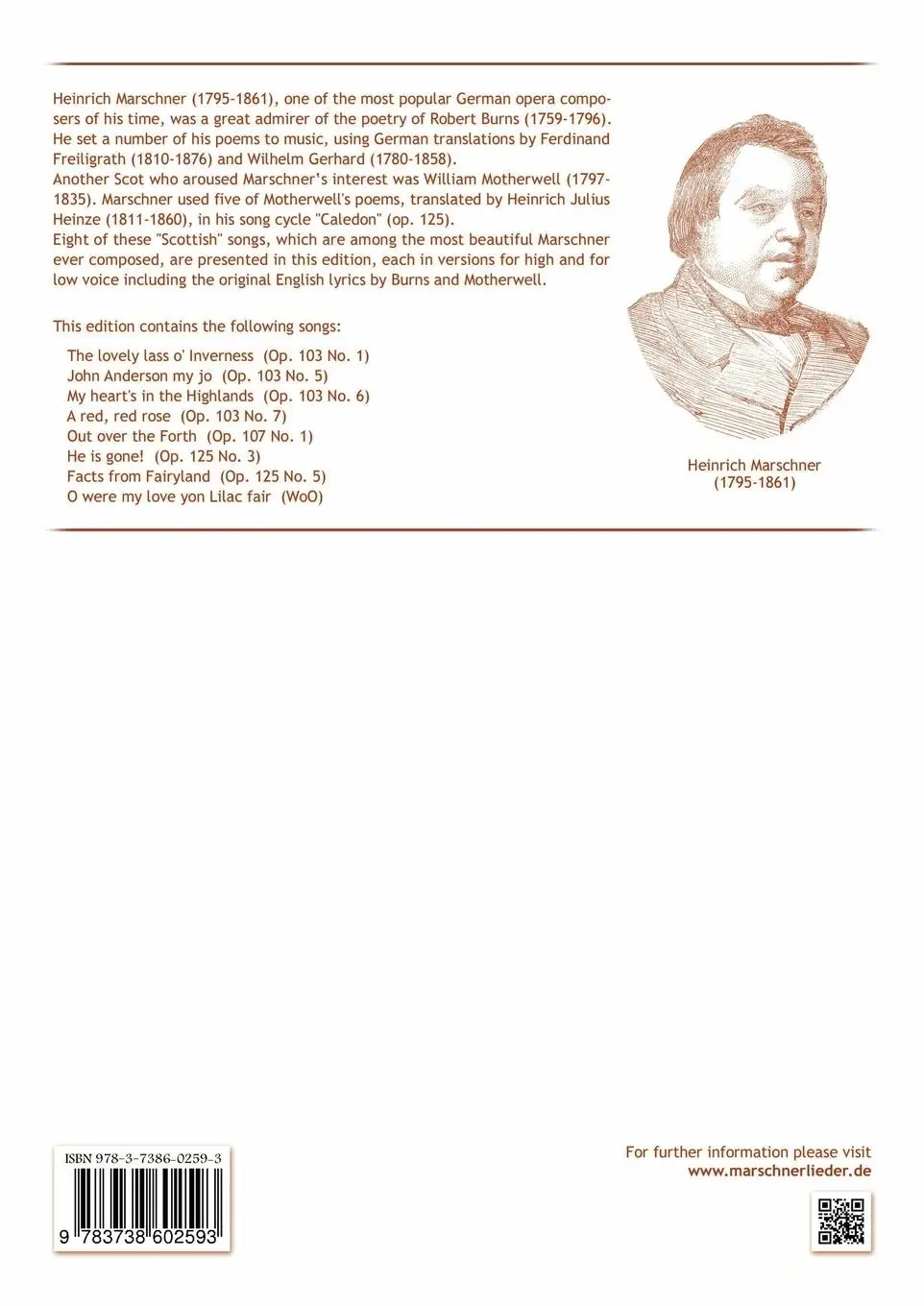 Rückseite: 9783738602593 | Heinrich Marschner - Scottish Songs | Heinrich Marschner | Taschenbuch