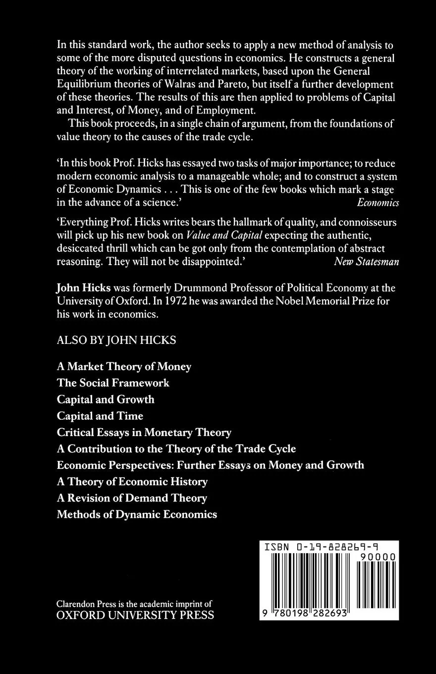 Rückseite: 9780198282693 | Value and Capital | John R. Hicks (u. a.) | Taschenbuch | Englisch