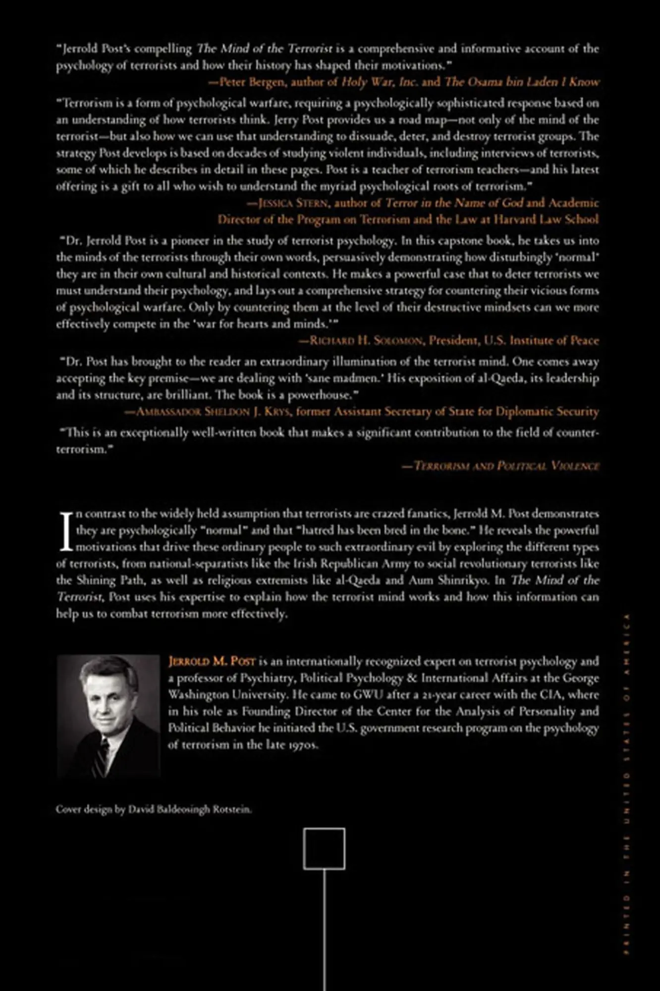 Rückseite: 9780230612693 | The Mind of the Terrorist | Jerrold M. Post | Taschenbuch | Englisch