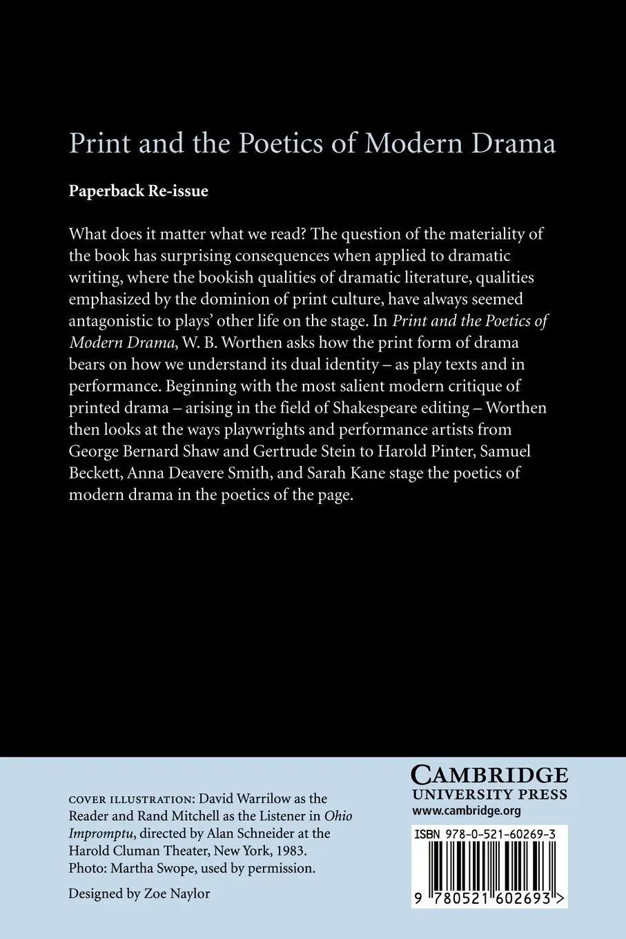 Rückseite: 9780521602693 | Print and the Poetics of Modern Drama | W. B. Worthen | Taschenbuch
