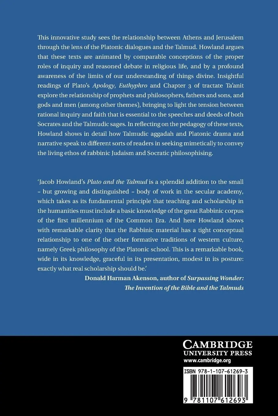 Rückseite: 9781107612693 | Plato and the Talmud | Jacob Howland | Taschenbuch | Englisch | 2013