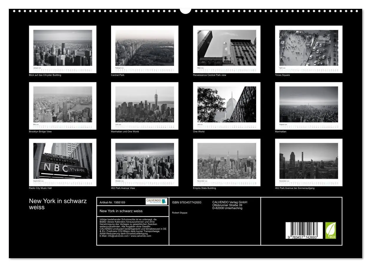 Bild: 9783457742693 | New York in schwarz weiss (hochwertiger Premium Wandkalender 2026...