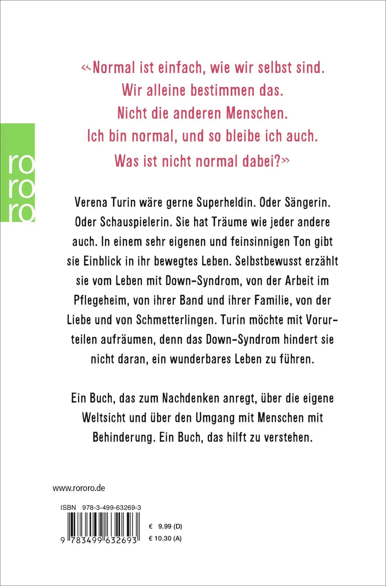 Rückseite: 9783499632693 | Superheldin 21 | Mein Leben mit Down-Syndrom | Turin (u. a.) | Buch