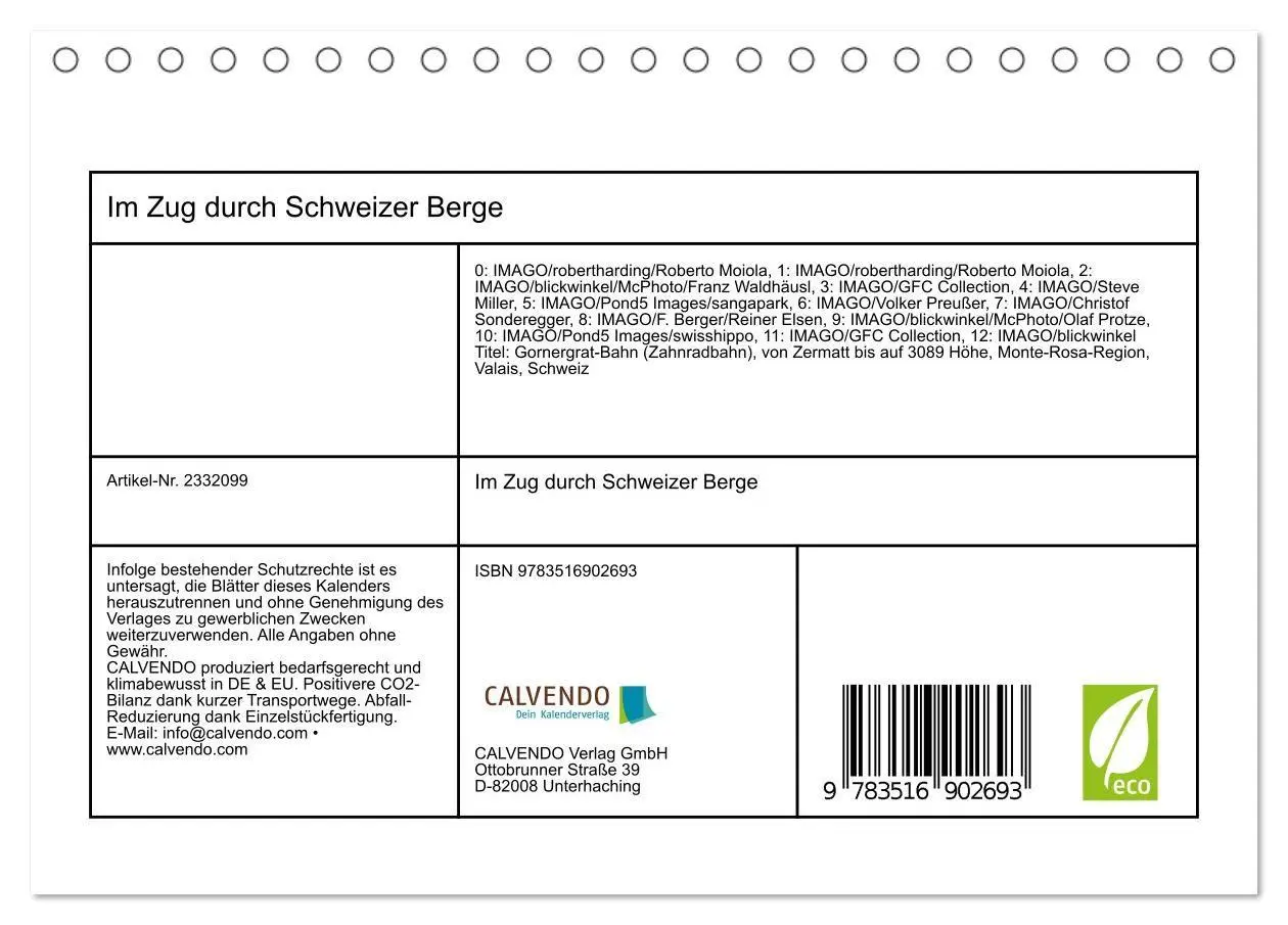 Bild: 9783516902693 | Im Zug durch Schweizer Berge (Tischkalender 2027 DIN A5 quer),...