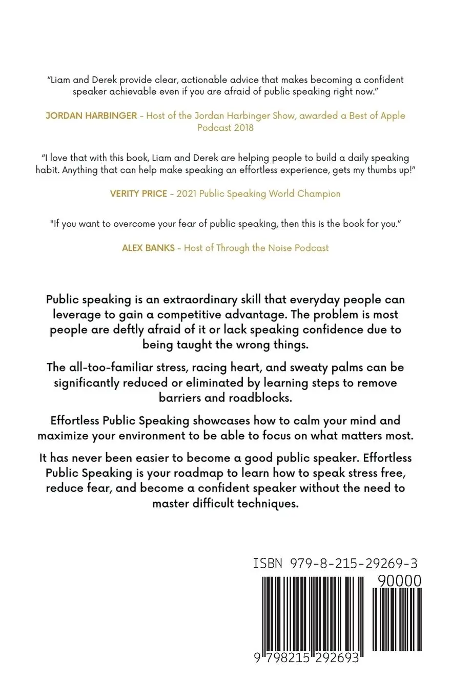 Rückseite: 9798215292693 | Effortless Public Speaking | Liam Sandford (u. a.) | Taschenbuch