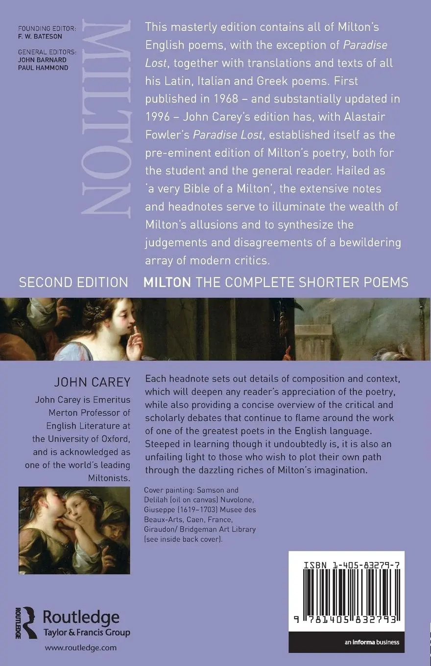 Rückseite: 9781405832793 | Milton | The Complete Shorter Poems | John Carey | Taschenbuch | 2006