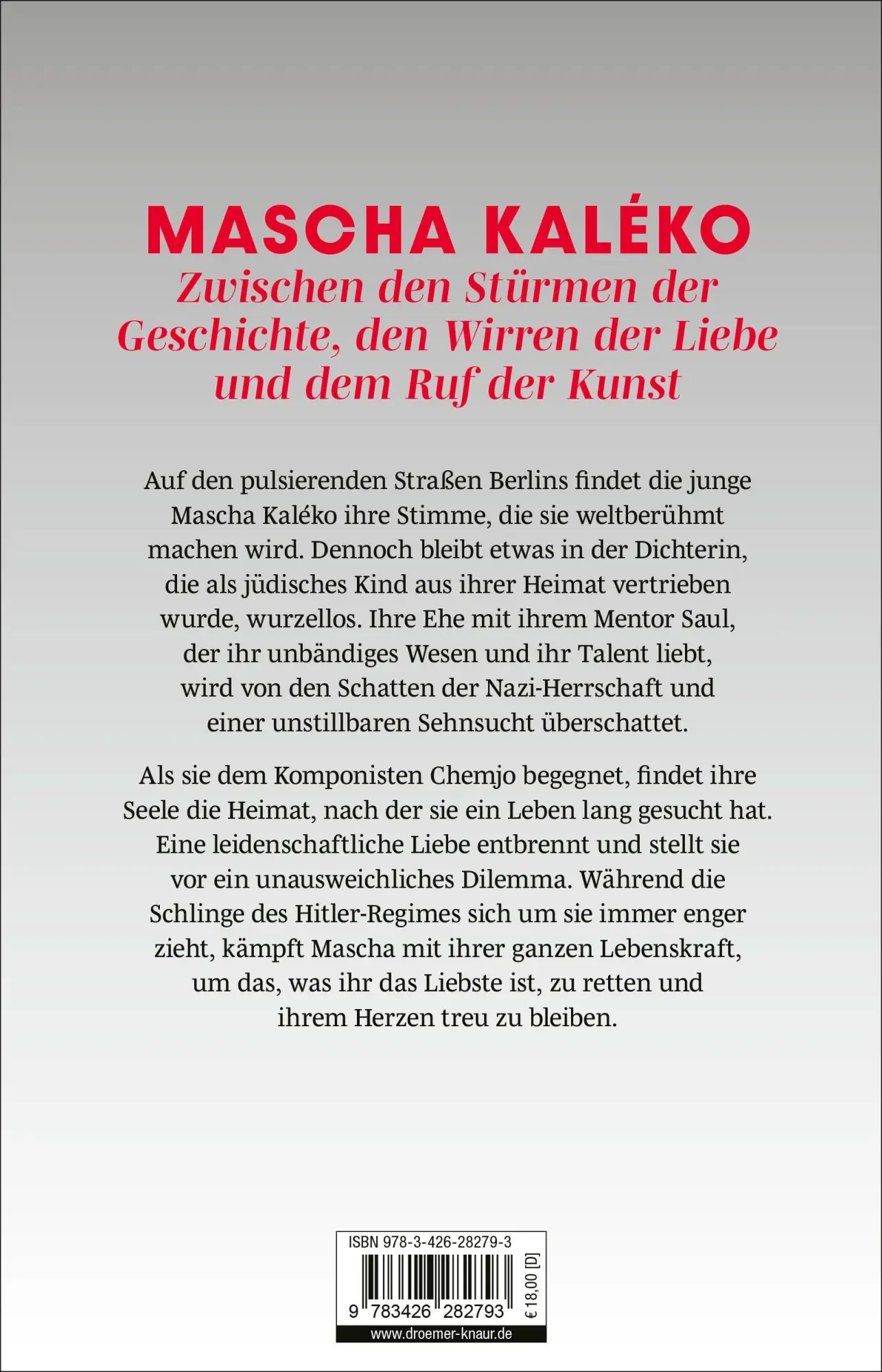 Rückseite: 9783426282793 | Die Liebe der Mascha Kaléko | Charlotte Roth | Taschenbuch | 432 S.