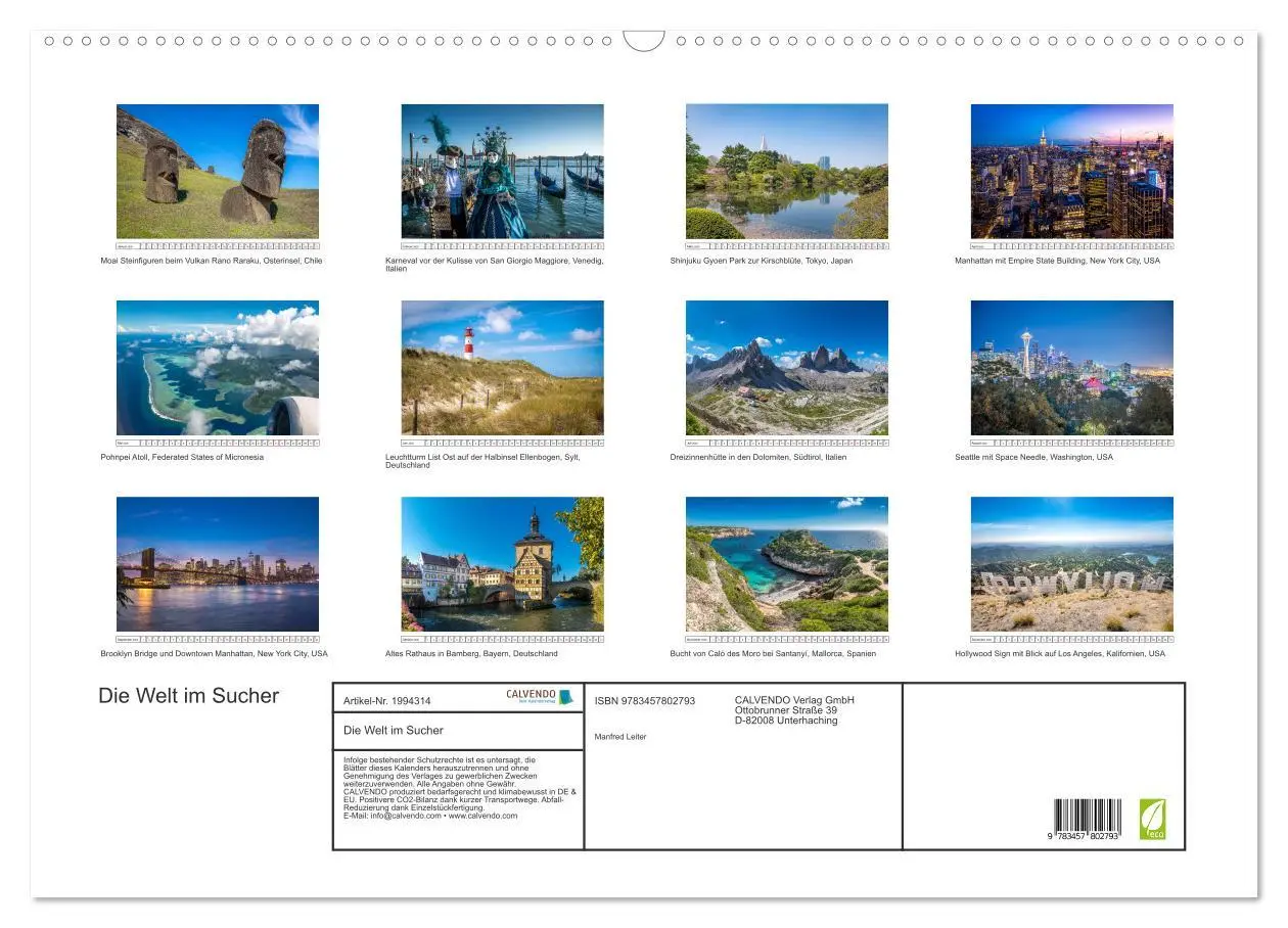 Bild: 9783457802793 | Die Welt im Sucher (Wandkalender 2026 DIN A2 quer), CALVENDO...